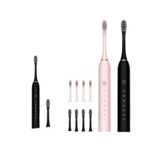 (Pink) Sonic Electric Toothbrush USB Rechargeable Toothbrush 6 Modes 4X Soft Heads