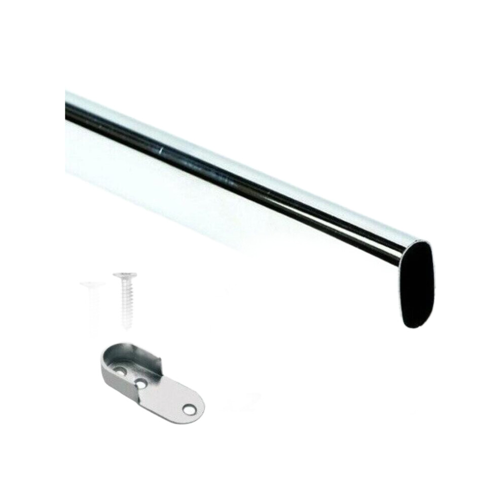 (900mm) WARDROBE OVAL CHROME HANGING RAILS 300mm-2800mm