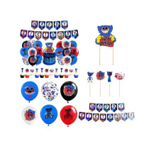 (Full Set) Poppy Playtime Huggy Wuggy Theme Birthday Party Decorations Supplies Set Balloon