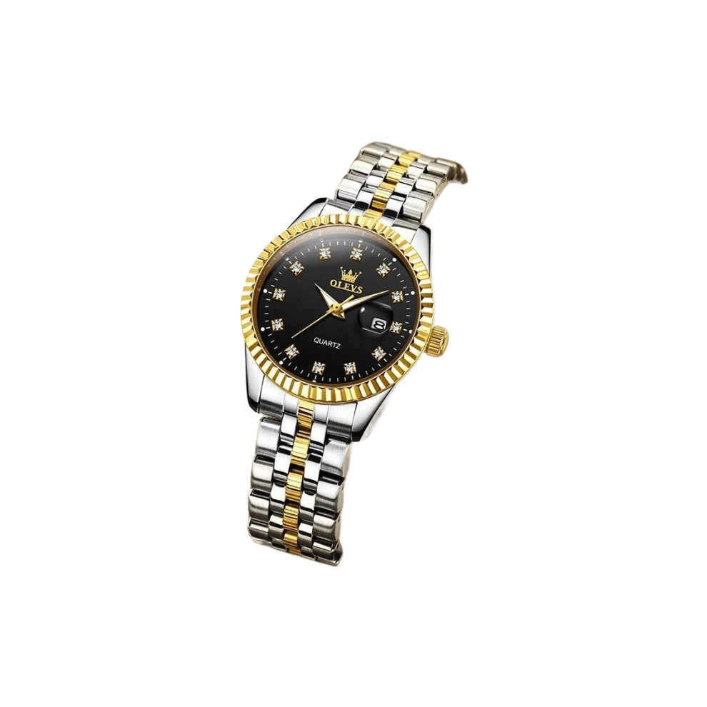 (N5526 black) OLEVS Women's Watches Luxury Rolex Style Elegant Stainless Steel Diamond