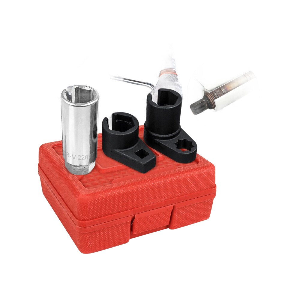 3Pcs O2 Oxygen Sensor Socket 6 Point Wrench Tool Remover Installer Set