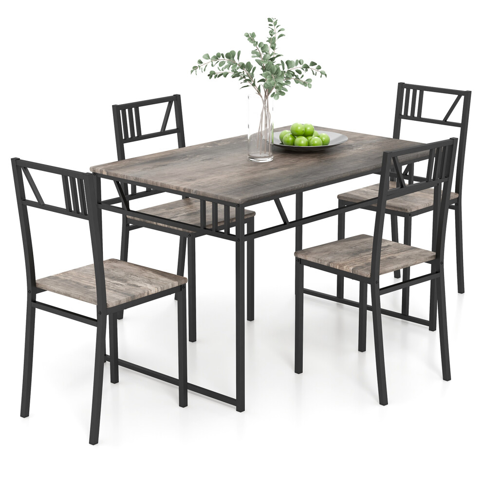 Industrial Dining Table Set of 5 w/ 4 Chairs for Kitchen Dining Room