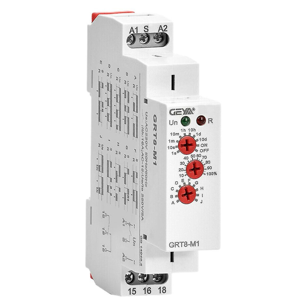 Grt8-m1 On Off Time Delay Relay 16a Ac/dc12v-240v Multifunction Din Rail Automatic Timer Relay