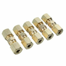 5x Brass Brake Pipe Connector Tube Tubing Joiner Line Union 33mmx10mm