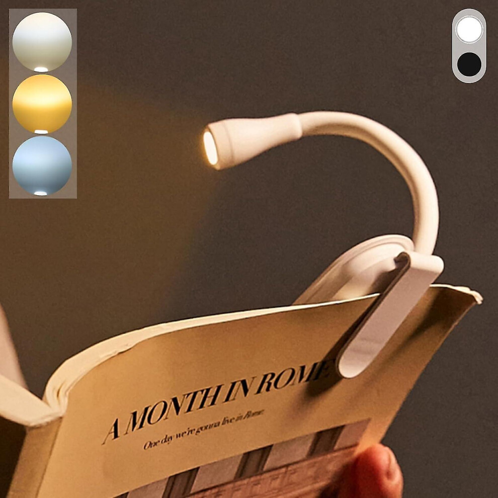 Book Light, Rechargeable Clip On Reading Light, Adjustable Brightness Led Reading Lamp,3 Light Color
