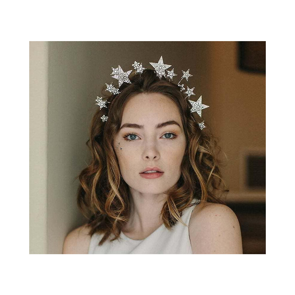 Star Headbands, Star Rhinestone Headband For Women Girls, Bridal Princess Crystal Tiara Crown Wedding Headpiece Not,Specified