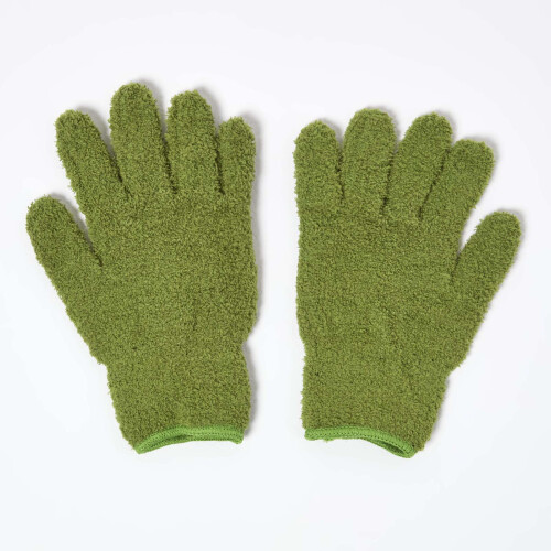 Homescapes HOMESCAPES Microfibre Dusting Gloves for Artificial Plants, Green 2