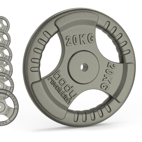2 x 20 kg βαρίδια από χυτοσίδηρο - τυπική λαβή Tri Grip 1" 1