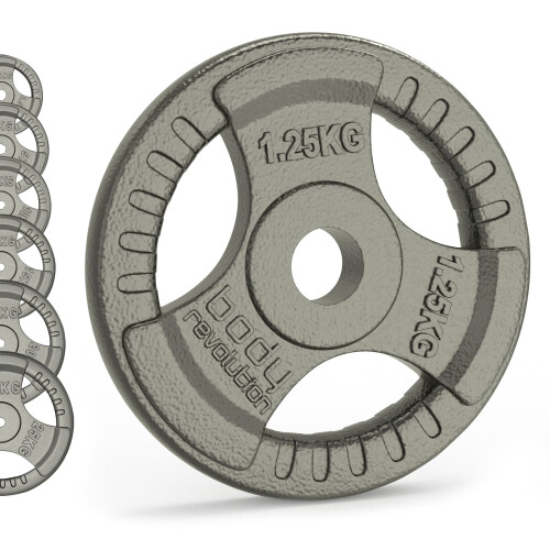 2 x 20 kg βαρίδια από χυτοσίδηρο - τυπική λαβή Tri Grip 1" 2