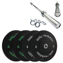 7ft Olympic Weightlifting Bar Bumper Weight Plate Sets 30kg Weight