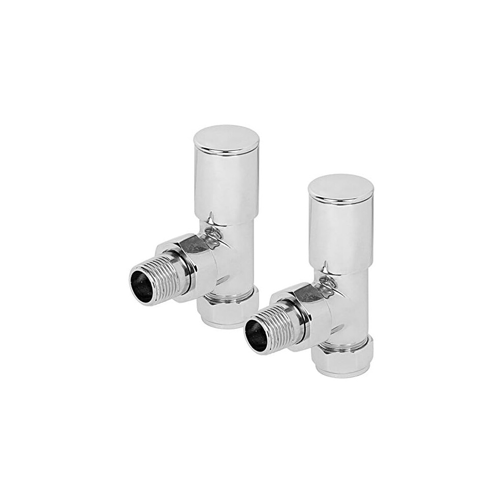 Round Angled Manual Radiator Valve + Lockshield Set 15Mm Chrome 9507655146868