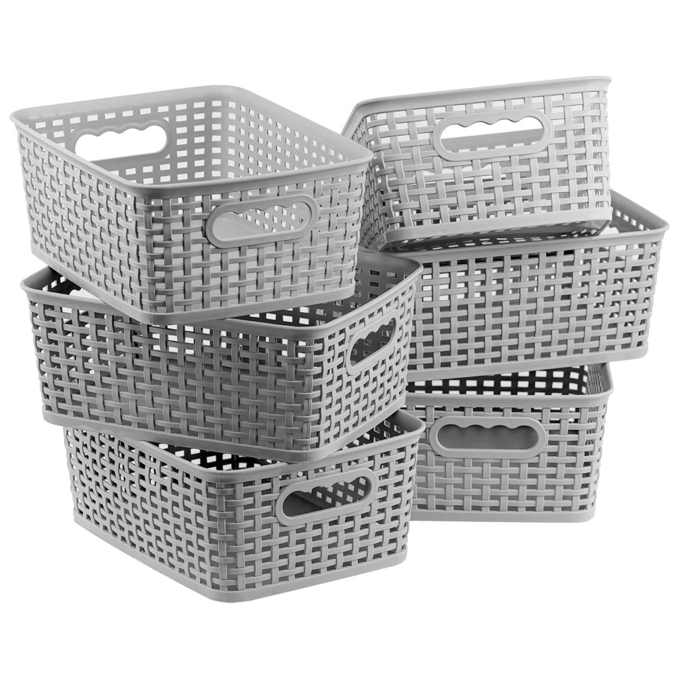 GEEZY Plastic Storage Basket Home Kitchen Office School Bathroom Organiser Baskets 6Pc