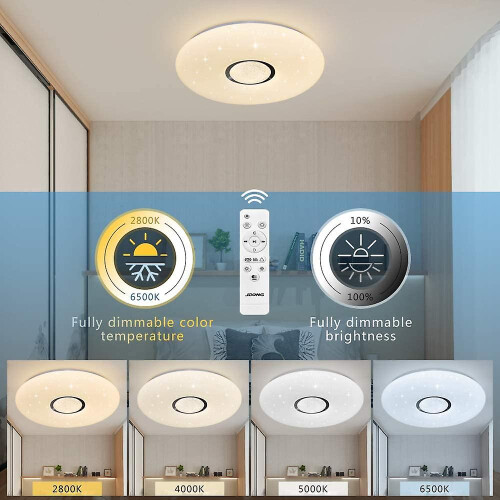 Color Changing Led Ceiling Light With Bluetooth And Remote Control 36w Ip44 Dimmable Waterproof Bathroom Lighting 1