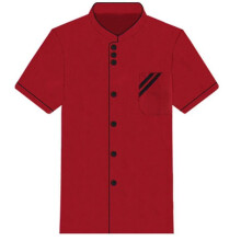 (Red and Black, XL Long Sleeve) Unisex Short Long Sleeve Chef Jacket Coat Hotel Kitchen Service Uniform Workwear
