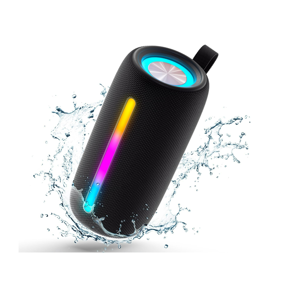 Chronus Bluetooth Speakers with Bluetooth V5.3, RGB Lights, 10W HD Sound, Ture Wireless Pairing, IPX5 Waterproof(Black)-image-OPC-PDWQR5S-NEW