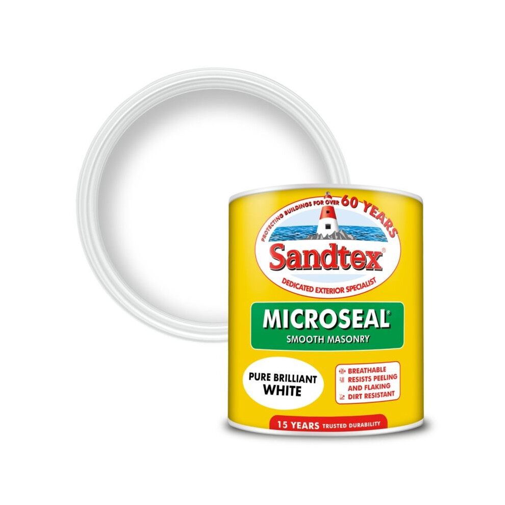 Sandtex - Smooth Masonry Paint 1L - Pure Brilliant White
