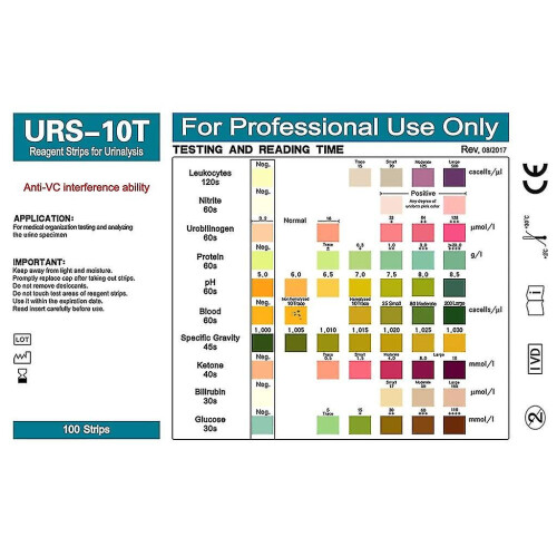 100 Strips Urs-10t Urinalysis Reagent Strips 10 Parameters Urine Test Strip 1