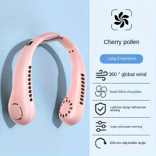 (Pink) USB Charging Fan Wearable Neck Fan 3 Speeds