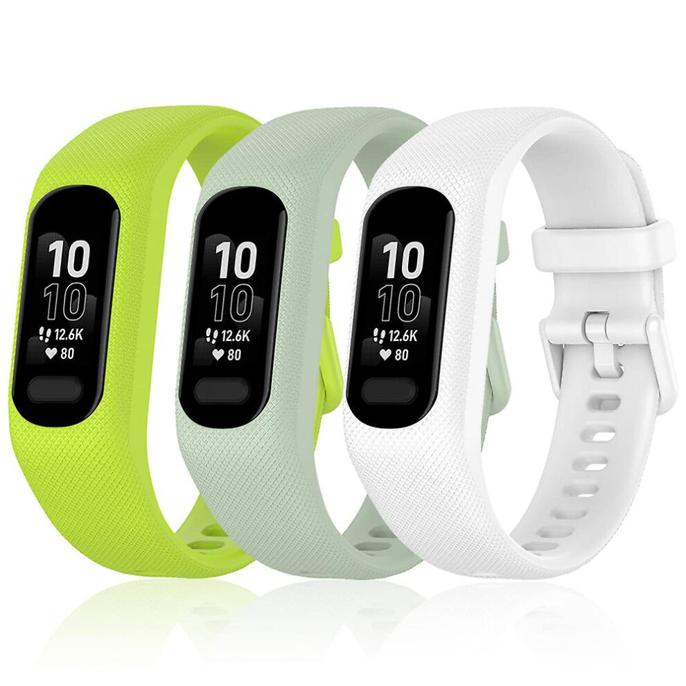 (Lime-Mint-) 3Pcs Soft Silicone Bands For Garmin Vivosmart 5 Straps Replacement Sport Colourful Strap For Vivosmart 5 Wristbands White 3010291719120