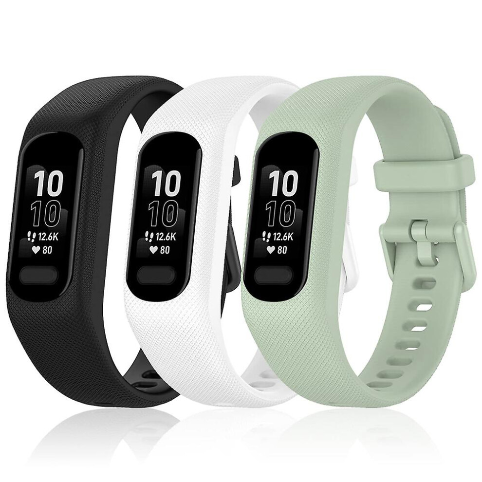(Black-Mint-Mint) 3pcs Soft Silicone Bands For Garmin Vivosmart 5 Straps Replacement Sport Colourful Strap For Vivosmart 5 Wristbands