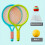 (Blue Green) Children Badminton Racket Set 1