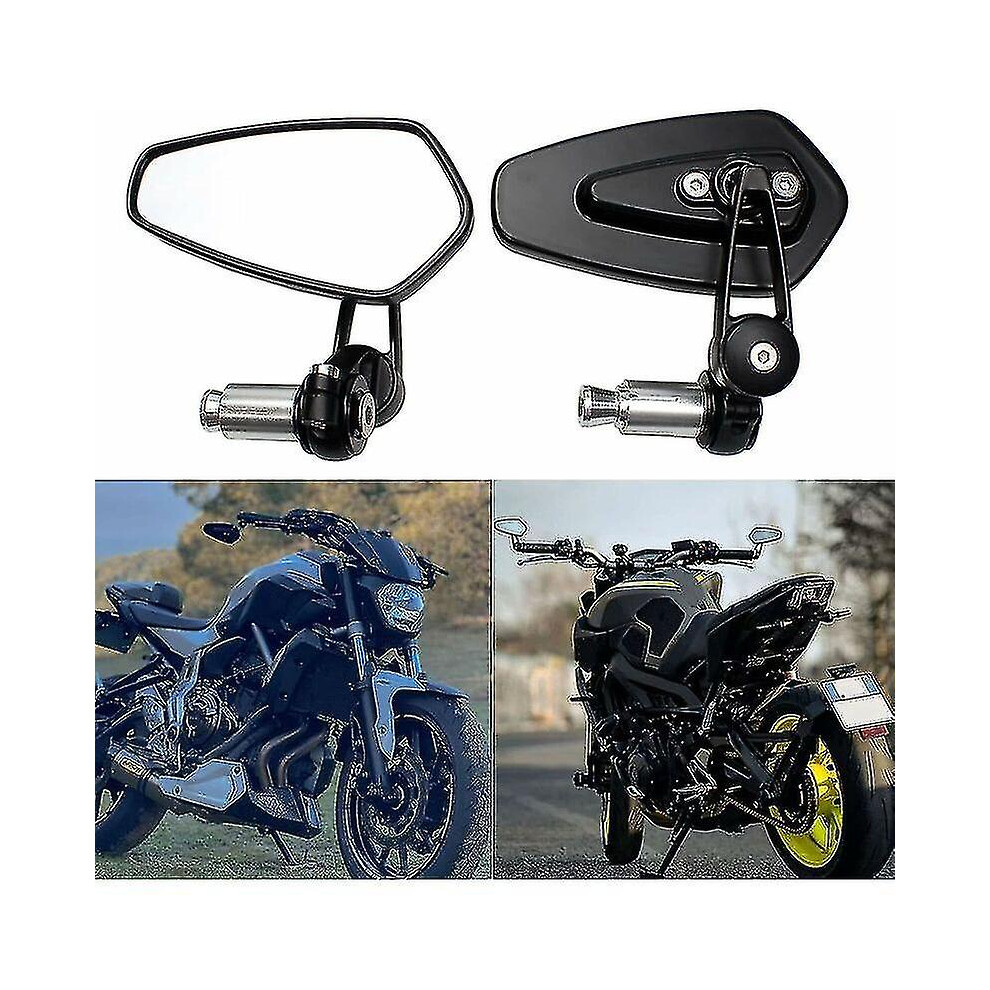 Motorcycle Handlebar Mirrors Motorbike Mirrors Compatible Xj6 Mt01 Mt03 Mt07 Mt09 (Black)-Sswyv Black