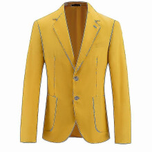 (Yellow, L) Men"s Suit Jacket Slim Fit Casual Blazer