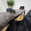 Dining Table  Black Marble Effect Glass 4 Velvet Black Chairs 10