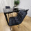 Dining Table  Black Marble Effect Glass 4 Velvet Black Chairs 3
