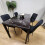 Dining Table  Black Marble Effect Glass 4 Velvet Black Chairs 5