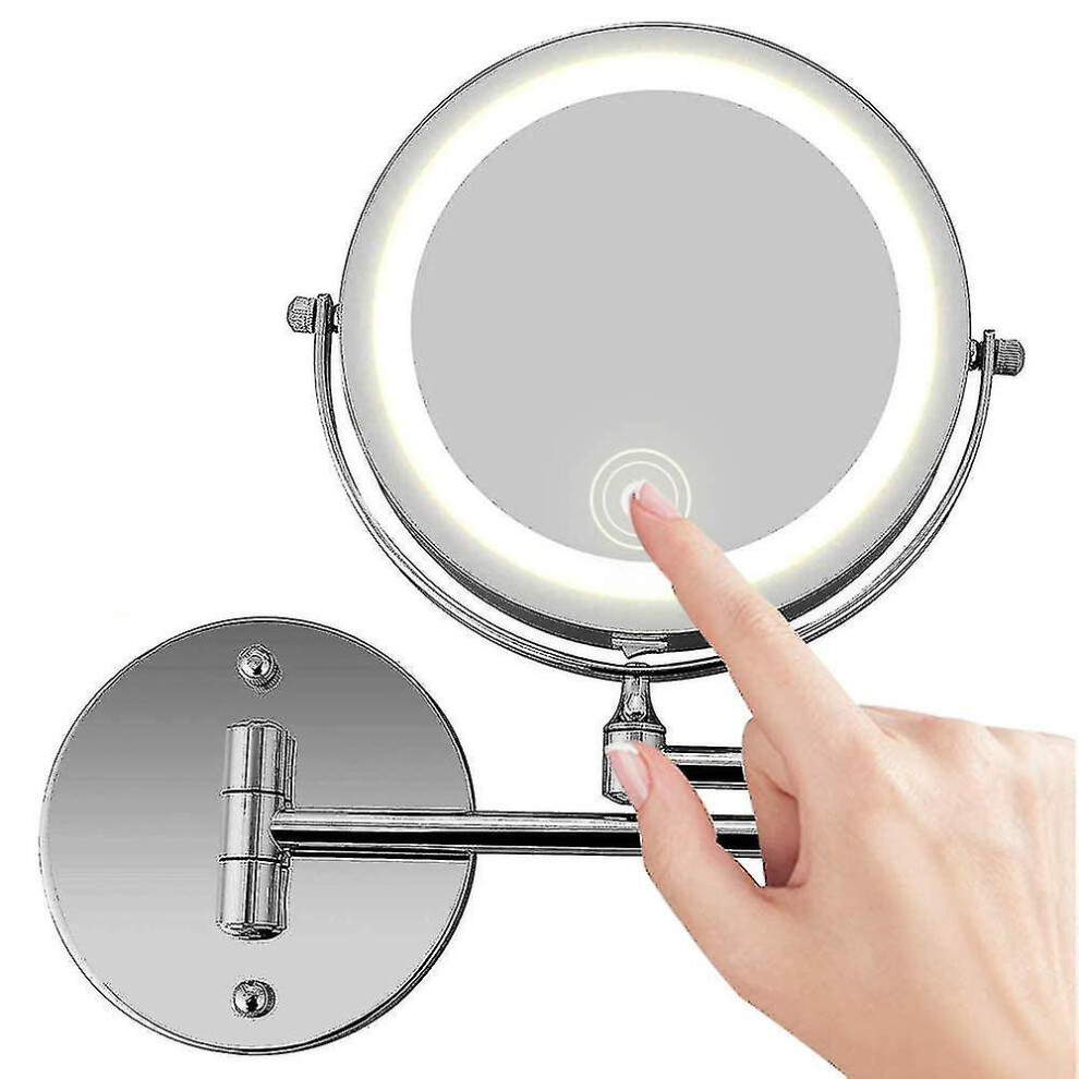 Wall Mounted Mirror Led With 10x Magnification, 360 Swivel