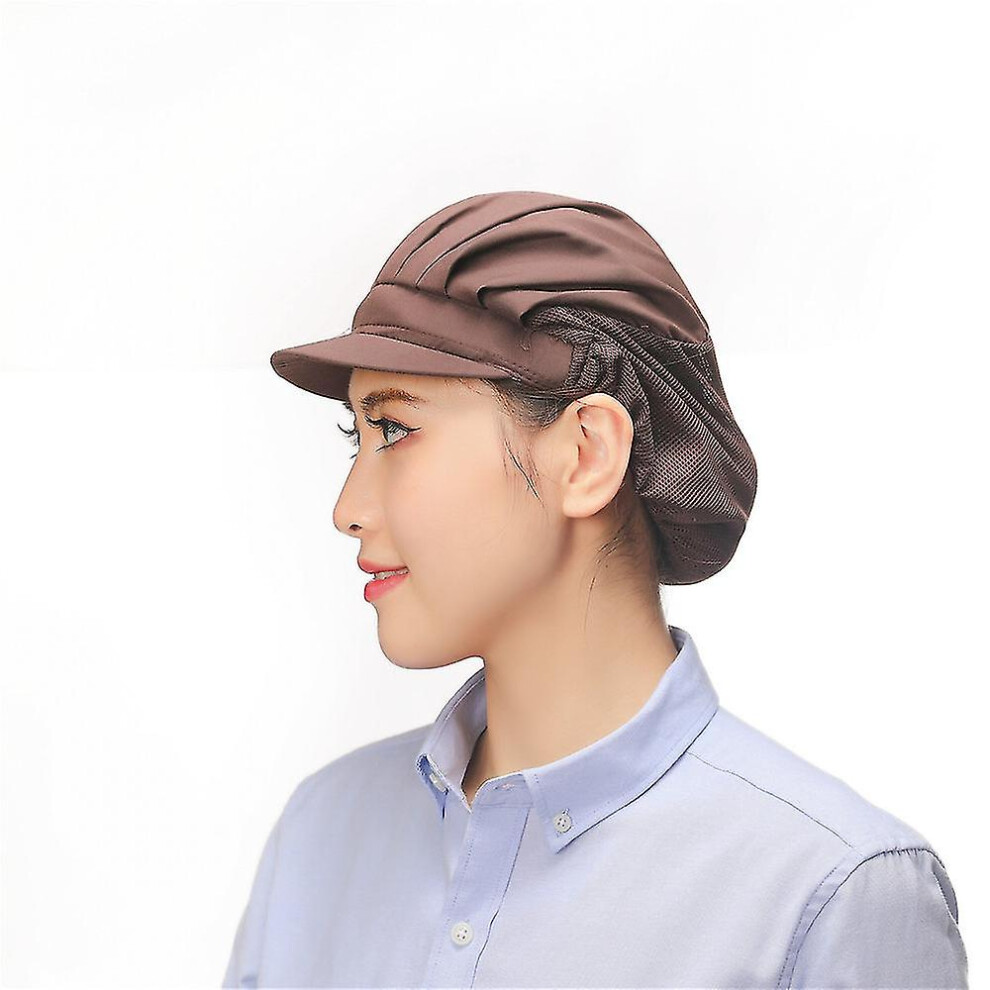 (Brown) 4Pcs Chef Hats Kitchen Cooking Hair Nets Food Service Caps For Adults -Suzuka 3010291736288