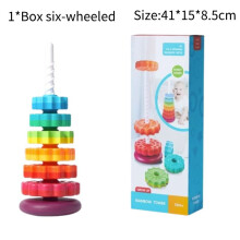 (Six Layers) Children Stacking Toy Early Education Rainbow Spinning Circle Fun And Durable