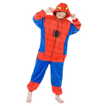 (Red-Spiderman, 6-7 Years) Kids Boys Girls Spiderman/stitch Jumpsuit Hooded Onesie Sleepwear Pajamas