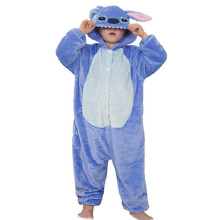 (Blue-Stitch, 4-5 Years) Kids Boys Girls Spiderman/stitch Jumpsuit Hooded Onesie Sleepwear Pajamas