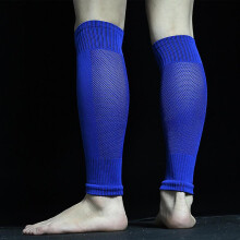 (Blue) Football Socks Tube Leg Guards Fixed Calf Guard Socks To Protect The Calf