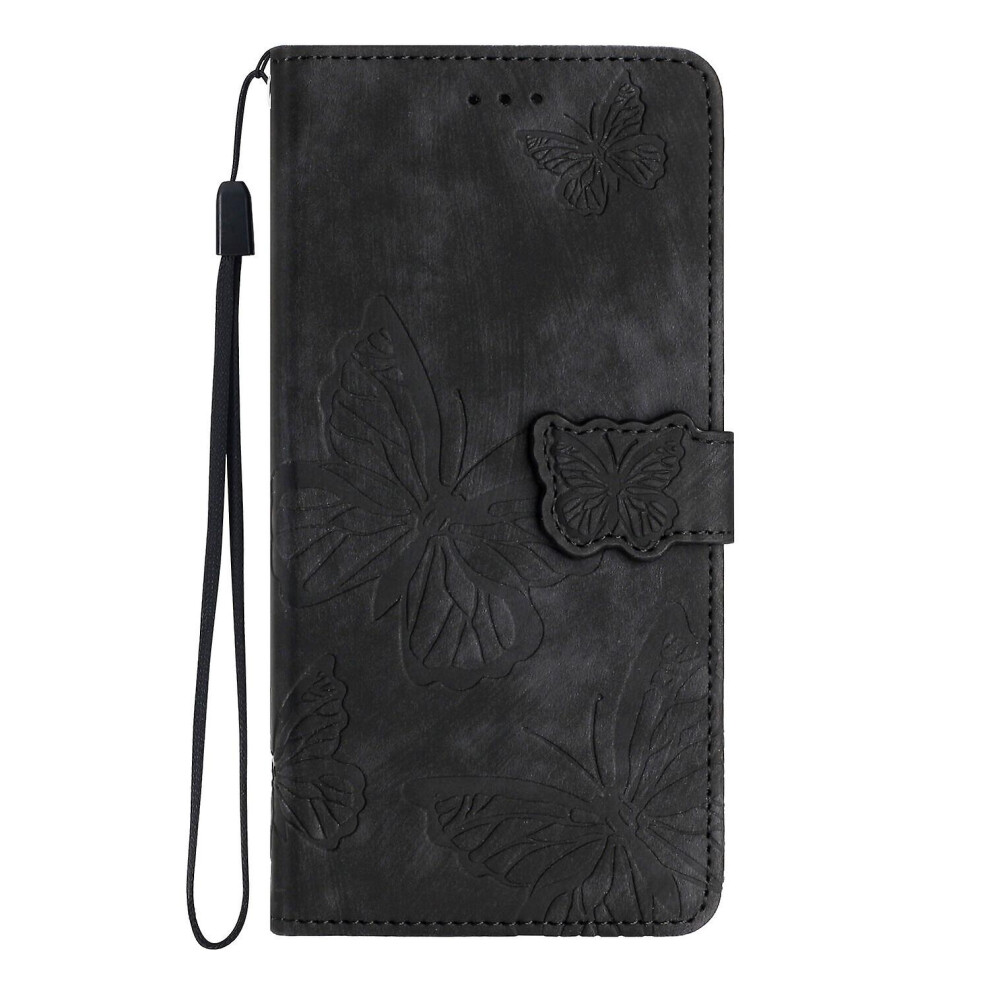 (Black) Compatible With Samsung Galaxy A20/A30 Butterfly Embossed Leather Wallet Flip Protective Cover With Card Slots Case For Samsung Galaxy A20/A30 Black 3010291762379