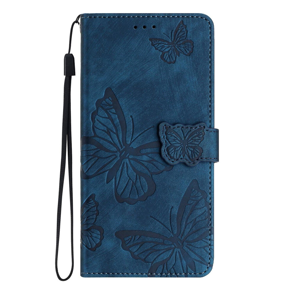 (Blue) Compatible With Samsung Galaxy A20/A30 Butterfly Embossed Leather Wallet Flip Protective Cover With Card Slots Case For Samsung Galaxy A20/A30 Blue 3010291762393