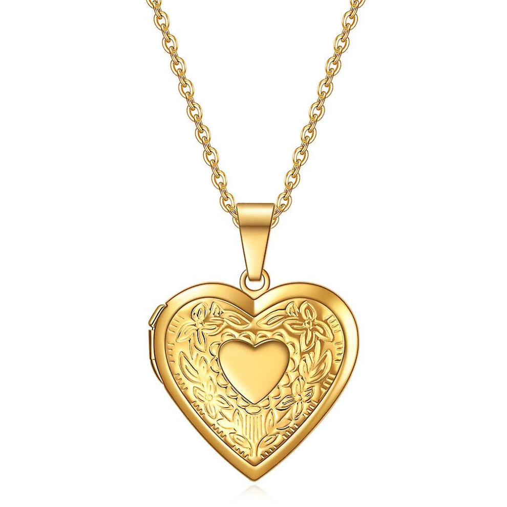(Gold) Love Heart Locket Necklace That Holds Pictures Lockets Necklaces Gold