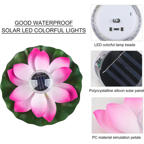 Floating Pool Light. Solar Powered Pond Light. Floating Lotus Flower Light 2