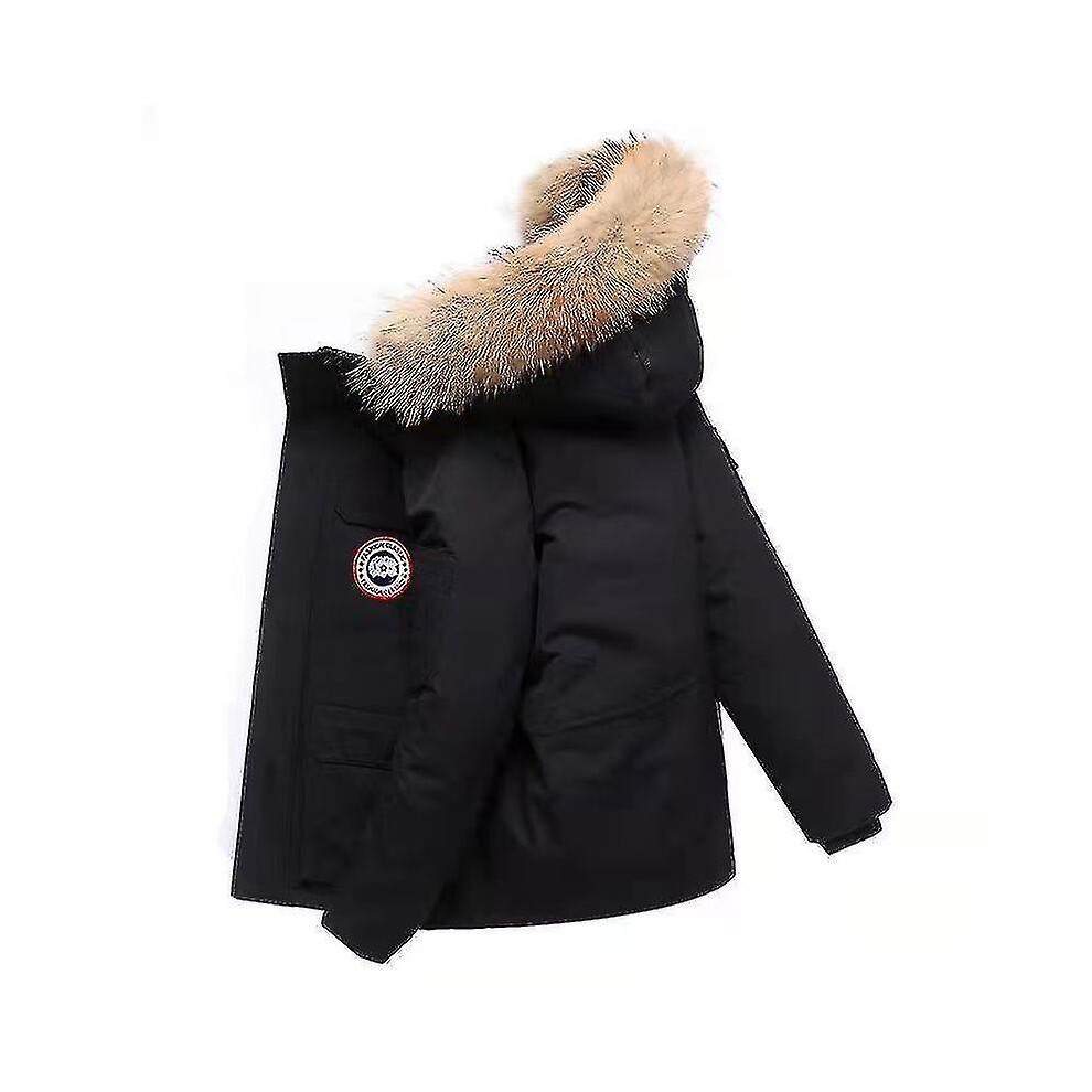 (black, 4xl) Men's Winter Hooded Quilted Down Jacket Casual Tooling Coat