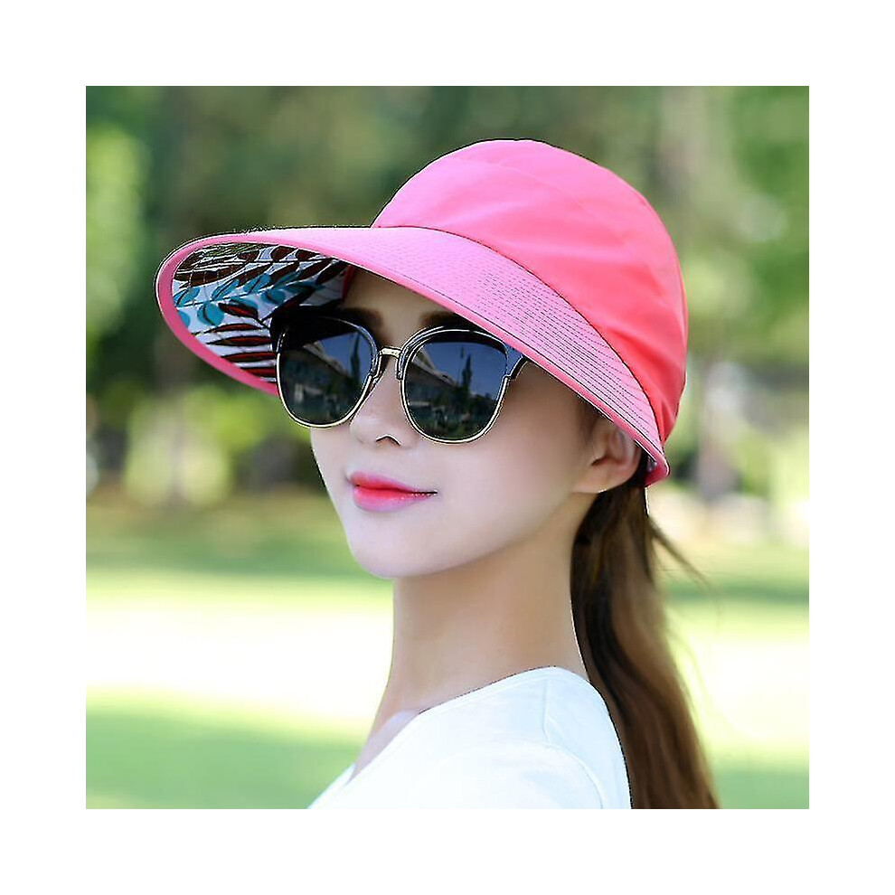 (Watermelon ) Women Large Visor Hat Wide Brim Sun Anti-Uv Golf Tennis Cap Red
