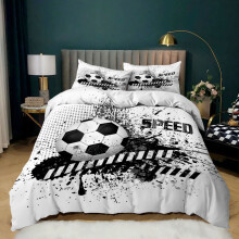 (Style 02, Single(135X200CM/2PCS)) Football Series Bedding Single Double Duvet Cover