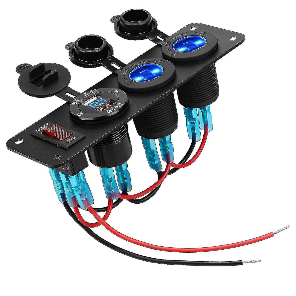 12v Outlet Socket Dc 12volt Usb Outlet Panel Prewired Cigarette Lighter Socket