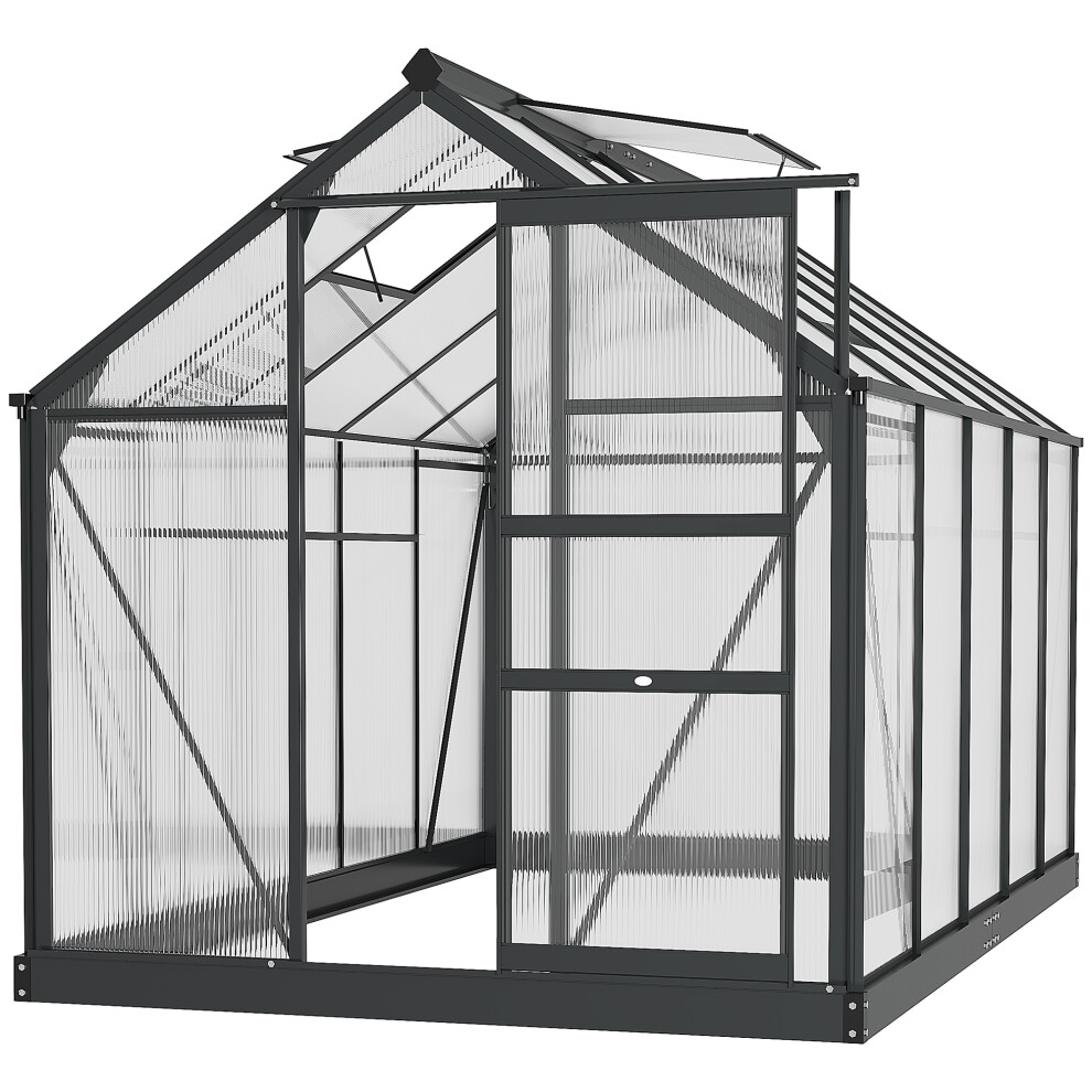 Outsunny 6X10ft Walk-In Polycarbonate Greenhouse Plant Grow Galvanized Aluminium