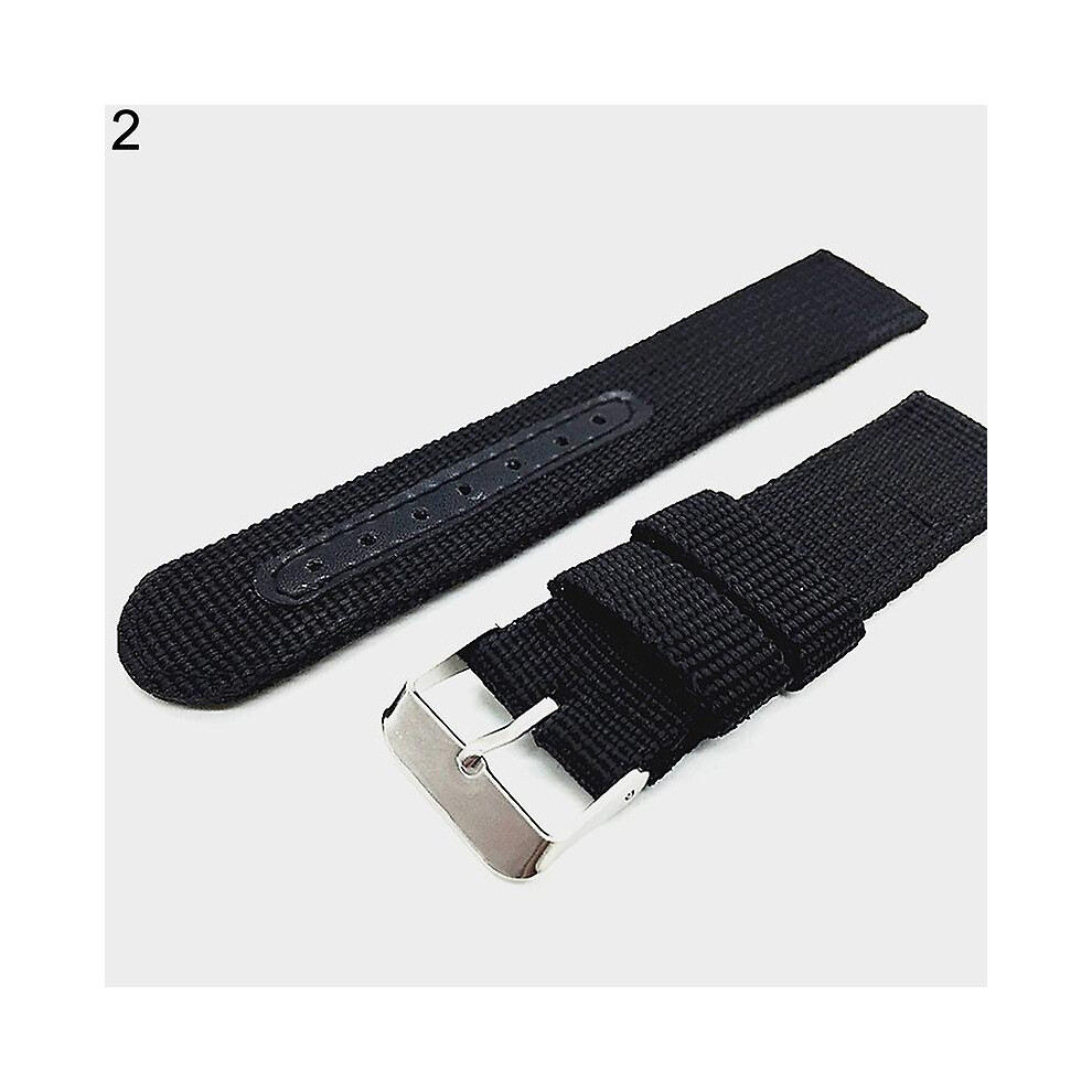 (Black, 18 mm) 18mm/20mm/22mm/24mm Men's Military Nylon Wrist Watch Band Buckle Strap