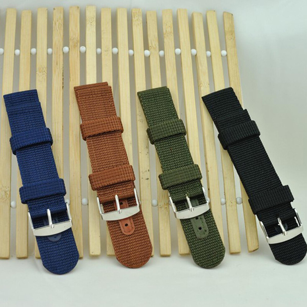 (, 22 Mm) 18Mm/20Mm/22Mm/24Mm Men's Military Nylon Wrist Watch Band Buckle Strap Black