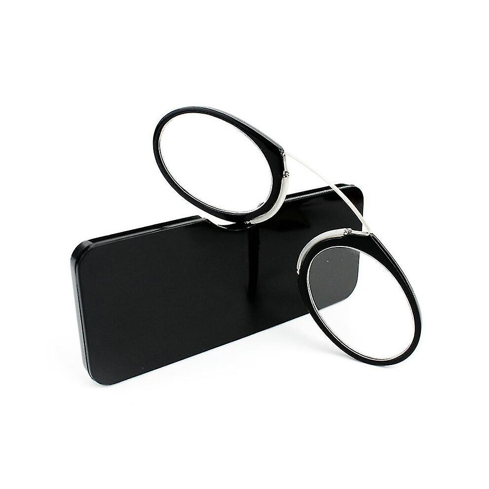 (-2, ) Pince-Nez Full Frame Reading Glasses Tr90 Portable Nose Men Women Presbyopic Black