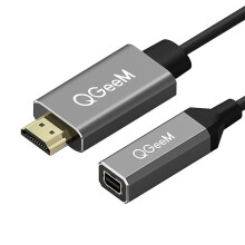 Qgeem Hdmi Single To Mini Dp Converter Adapter Cable Uhd 4k@30hz Plug