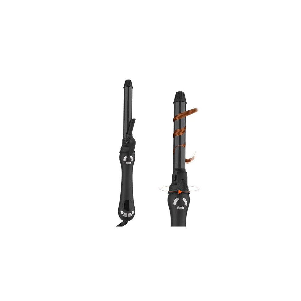 360Automatic Rotating Hair Curler 25mm Single Tube Curling Wand and PTC Plate 30s Fast Heating Ceramic Ionic Curling Tongs for Long and Short Hair,